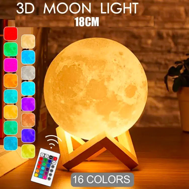 Rechargeable 3D Moon Lamp With Remote 8cm